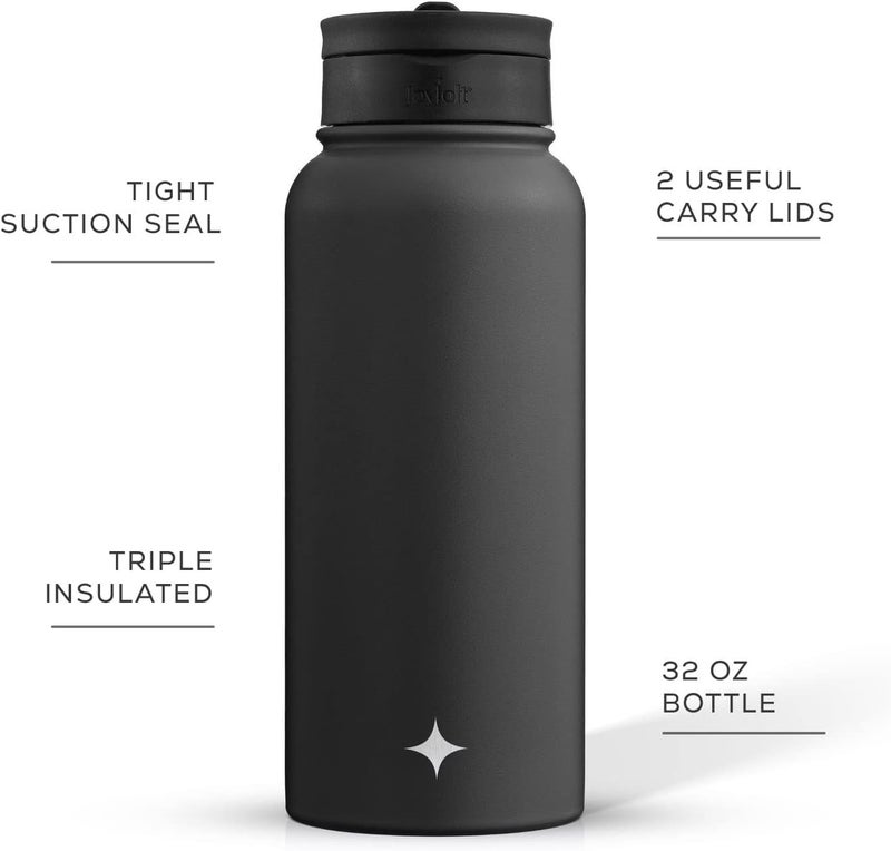 JoyJolt Triple Insulated Water Bottle with Straw Lid AND Flip Lid! 32oz Large Water Bottle, 12 Hour Hot/Cold Vacuum Insulated Stainless Steel Bottle. BPA-Free Leakproof Water Bottles - Thermos Bottle - Image 2